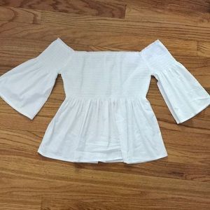 Hollister White Off the Shoulder Ruffle Top